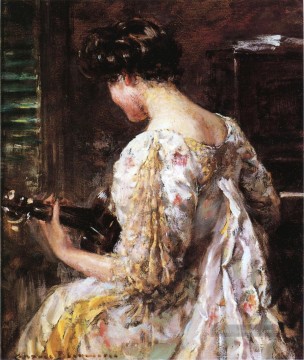  Impressionist Kunst - Frau mit Gitarre impressionistischen James Carroll Beckwith